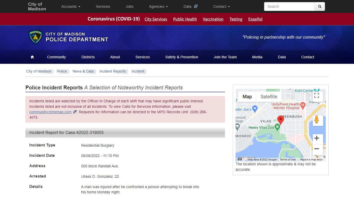 Incident - Incident Reports - News & Data - Madison Police Department ...