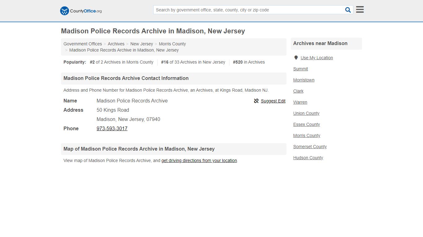 Madison Police Records Archive - Madison, NJ (Address and Phone)